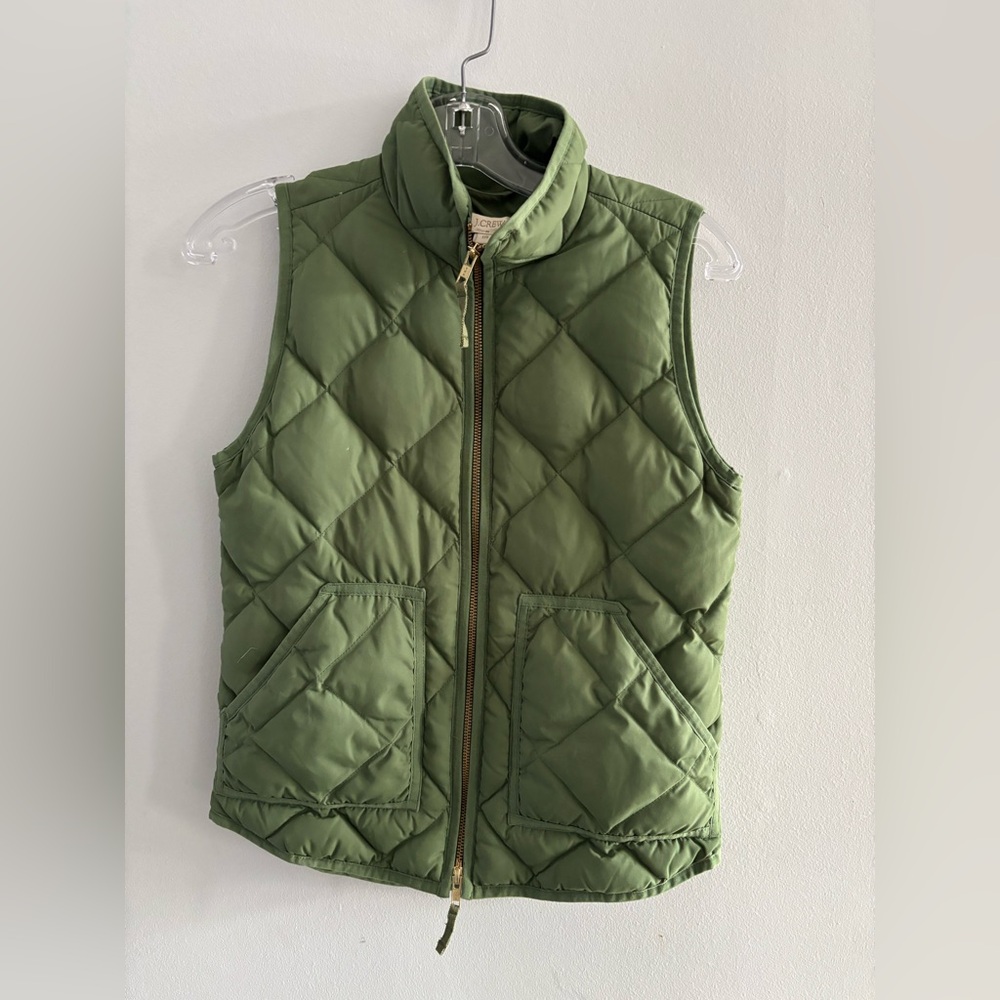 J.Crew Excursion Quilted Puffer Vest Olive Green XXS Rare Size